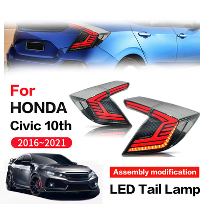 Tylna lampa samochodowa 2016-2021 dla Honda 10 generacji Civic 2 przedziałowa lampa tylna LED montaż obrotowego przesyłania strumieniowego kierownicy