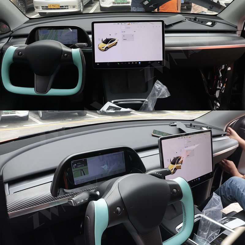 Samochodowy panel przyrządów LCD z włókna węglowego Tesla Model 3 Model Y Cyfrowy klaster
