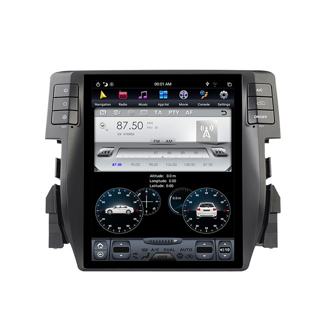 Pionowy ekran 128G Jednostka główna Bluetooth Single Din dla Honda Civic