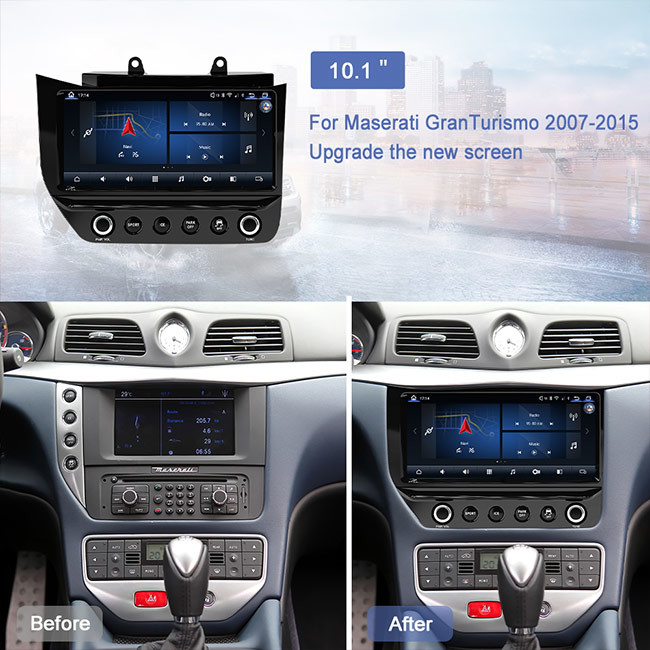 Konsola radia samochodowego Android 10 Czarny ekran z włókna węglowego dla Maserati GT / GC GranTurismo