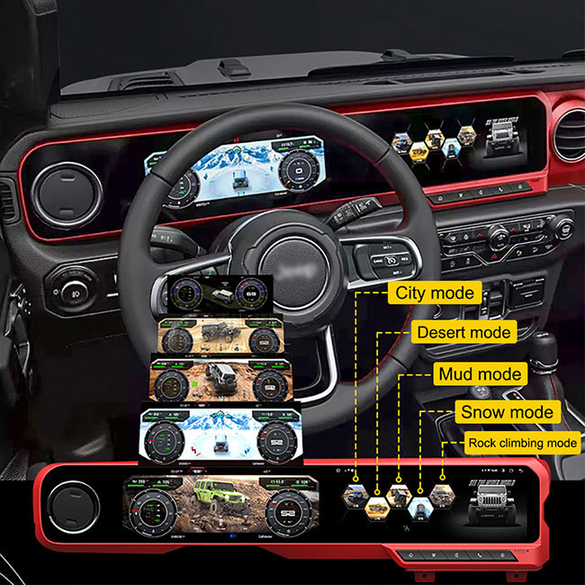 Cyfrowy Cluster Samochodowy odtwarzacz multimedialny Podwójny ekran dla Jeep Wrangler JL 2018-2021